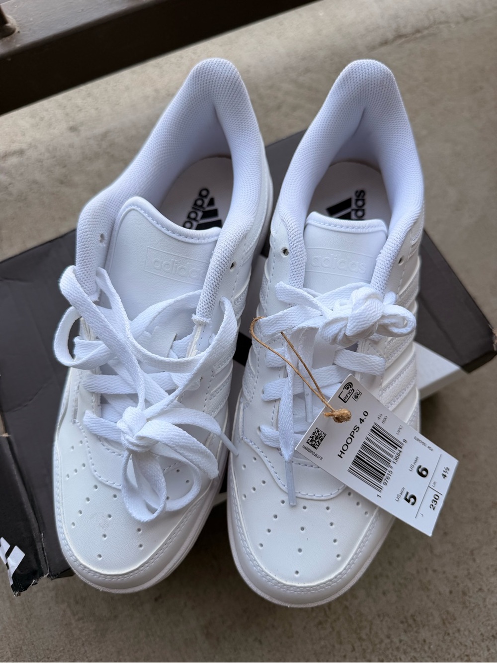 adidas Women’s White Hoops 4.0 Lace-Up Sneakers